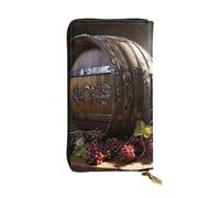 NBSKSDLK Red wine barrel Leather Wallet RFID Blocking Credit Card Case Large Capacity Money Organizer with Zipper Pocket - Slim Minimalist Cash Wallet for Men Women Phone Clutch Gift