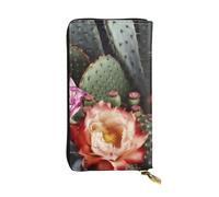 NBSKSDLK Roses Flowers and Cactus Leather Wallet RFID Blocking Credit Card Case Large Capacity Money Organizer with Zipper Pocket - Slim Minimalist Cash Wallet for Men Women Phone Clutch Gift