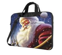 NBSKSDLK Santa Claus Laptop Bag, Computer Briefcase Gifts for Men Women, 360 Protective Laptop Shoulder Bag, Black, 14 inch