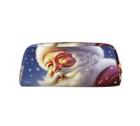 NBSKSDLK Santa Claus Makeup Bag for Women Men Pencil Pouch Travel Small Cosmetic Bag Zippered Toiletry Bags Aesthetic Pen Bags Trendy Storage Bags Leather Coin Pouch Purse, Gold, One Size