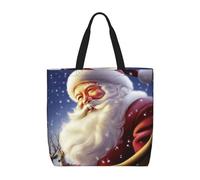 NBSKSDLK Santa Claus Tote Bag Travel Large Shoulder Bag with Zipper Gifts for Women Casual Tote's Handbags Waterproof Beach Bags Lightweight Work Laptop Bag Reusable Grocery Bag