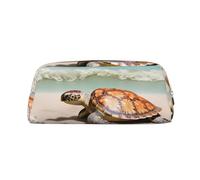 NBSKSDLK Sea Turtle Starfish Makeup Bag for Women Men Pencil Pouch Travel Small Cosmetic Bag Zippered Toiletry Bags Aesthetic Pen Bags Trendy Storage Bags Leather Coin Pouch Purse, Gold, One Size
