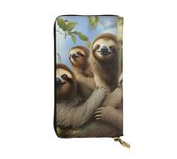 NBSKSDLK Sloth Family Leather Wallet RFID Blocking Credit Card Case Large Capacity Money Organizer with Zipper Pocket - Slim Minimalist Cash Wallet for Men Women Phone Clutch Gift