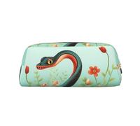 NBSKSDLK Snake And Flower Makeup Bag for Women Men Pencil Pouch Travel Small Cosmetic Bag Zippered Toiletry Bags Aesthetic Pen Bags Trendy Storage Bags Leather Coin Pouch Purse, Gold, One Size