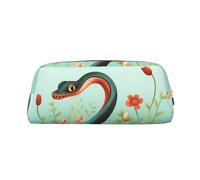 NBSKSDLK Snake And Flower Makeup Bag for Women Men Pencil Pouch Travel Small Cosmetic Bag Zippered Toiletry Bags Aesthetic Pen Bags Trendy Storage Bags Leather Coin Pouch Purse, Silver, One Size