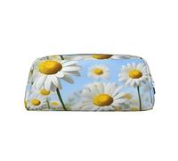 NBSKSDLK Spring Daisy Flowers Makeup Bag for Women Men Pencil Pouch Travel Small Cosmetic Bag Zippered Toiletry Bags Aesthetic Pen Bags Trendy Storage Bags Leather Coin Pouch Purse, Silver, One Size