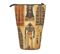 NBSKSDLK Standing Pencil Case, Cute Telescopic Pencil Pouch, Ancient Egypt Tribe Series Pencil Bag, Kawaii Stand up Pen Holder, Portable Aesthetic Makeup Bag for Christmas Holiday New Year Office Bag