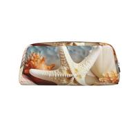 NBSKSDLK Starfish Coral and Seashell Makeup Bag for Women Men Pencil Pouch Travel Small Cosmetic Bag Zippered Toiletry Bags Aesthetic Pen Bags Trendy Storage Bags Leather Coin Pouch Purse, Silver, One