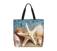 NBSKSDLK Starfish Coral and Seashell Tote Bag Travel Large Shoulder Bag with Zipper Gifts for Women Casual Tote's Handbags Waterproof Beach Bags Lightweight Work Laptop Bag Reusable Grocery Bag