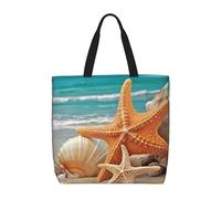 NBSKSDLK Starfish Seashell Beach Tote Bag Travel Large Shoulder Bag with Zipper Gifts for Women Casual Tote's Handbags Waterproof Beach Bags Lightweight Work Laptop Bag Reusable Grocery Bag