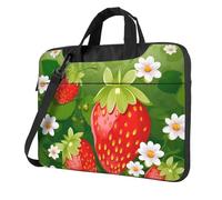 NBSKSDLK Strawberry and flower Laptop Bag 14 inch, Computer Briefcase Gifts for Men Women, 360 Protective Laptop Shoulder Bag