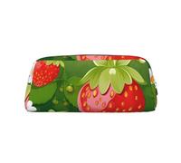 NBSKSDLK Strawberry and flower Makeup Bag for Women Men Pencil Pouch Travel Small Cosmetic Bag Zippered Toiletry Bags Aesthetic Pen Bags Trendy Storage Bags Leather Coin Pouch Purse, Silver, One size