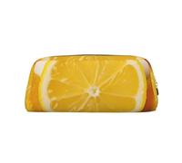NBSKSDLK Summer Lemon Makeup Bag for Women Men Pencil Pouch Travel Small Cosmetic Bag Zippered Toiletry Bags Aesthetic Pen Bags Trendy Storage Bags Leather Coin Pouch Purse, Gold, One Size