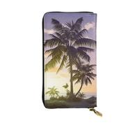 NBSKSDLK Summer Palm Tree Leather Wallet RFID Blocking Credit Card Case Large Capacity Money Organizer with Zipper Pocket - Slim Minimalist Cash Wallet for Men Women Phone Clutch Gift