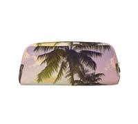 NBSKSDLK Summer Palm Tree Makeup Bag for Women Men Pencil Pouch Travel Small Cosmetic Bag Zippered Toiletry Bags Aesthetic Pen Bags Trendy Storage Bags Leather Coin Pouch Purse, Gold, One size