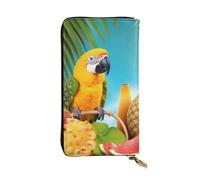 NBSKSDLK Summer Parrot Pineapple Birds Leather Wallet RFID Blocking Credit Card Case Large Capacity Money Organizer with Zipper Pocket - Slim Minimalist Cash Wallet for Men Women Phone Clutch Gift