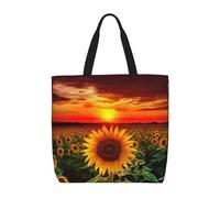NBSKSDLK Sunset Sunflower Tote Bag Travel Large Shoulder Bag with Zipper Gifts for Women Casual Tote's Handbags Waterproof Beach Bags Lightweight Work Laptop Bag Reusable Grocery Bag