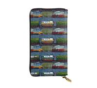 NBSKSDLK train Cars Leather Wallet RFID Blocking Credit Card Case Large Capacity Money Organizer with Zipper Pocket - Slim Minimalist Cash Wallet for Men Women Phone Clutch Gift