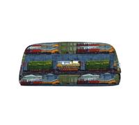 NBSKSDLK train Cars Makeup Bag for Women Men Pencil Pouch Travel Small Cosmetic Bag Zippered Toiletry Bags Aesthetic Pen Bags Leather Coin Pouch Purse, Silver, One Size