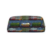 NBSKSDLK train Cars Makeup Bag for Women Men Pencil Pouch Travel Small Cosmetic Bag Zippered Toiletry Bags Aesthetic Pen Bags Leather Coin Pouch Purse, Gold, One Size