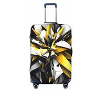 NBSKSDLK Travel Luggage Cover Abstract Black White Yellow Suitcase Protector Anti-Scratch Washable Baggage Covers Elastic Suitcase Cover Tsa Approved Baggage Protector Fit 18-32 Inch Luggage, Black, L