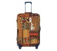 NBSKSDLK Travel Luggage Cover African Textile Patchwork Suitcase Protector Anti-Scratch Washable Baggage Covers Elastic Suitcase Cover Tsa Approved Baggage Protector Fit 18-32 Inch Luggage, Black, XL