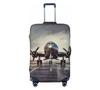 NBSKSDLK Travel Luggage Cover Airplane Art Suitcase Protector Anti-Scratch Washable Baggage Covers Elastic Suitcase Cover Tsa Approved Baggage Protector Fit 18-32 Inch Luggage, Black, S