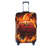 NBSKSDLK Travel Luggage Cover Basketball logo with flames Suitcase Protector Anti-Scratch Washable Baggage Covers Elastic Suitcase Cover Tsa Approved Baggage Protector Fit 18-32 Inch Luggage, Black, L