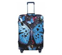 NBSKSDLK Travel Luggage Cover Blue Butterfly Water Suitcase Protector Anti-Scratch Washable Baggage Covers Elastic Suitcase Cover Tsa Approved Baggage Protector Fit 18-32 Inch Luggage, Black, XL