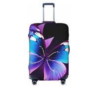 NBSKSDLK Travel Luggage Cover Blue Purple Butterfly Suitcase Protector Anti-Scratch Washable Baggage Covers Elastic Suitcase Cover Tsa Approved Baggage Protector Fit 18-32 Inch Luggage, Black, M