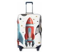 NBSKSDLK Travel Luggage Cover Cartoon Rockets Suitcase Protector Anti-Scratch Washable Baggage Covers Elastic Suitcase Cover Tsa Approved Baggage Protector Fit 18-32 Inch Luggage, Black, M