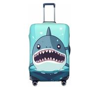 NBSKSDLK Travel Luggage Cover Cartoon shark floating in water Suitcase Protector Anti-Scratch Washable Baggage Covers Elastic Suitcase Cover Tsa Approved Baggage Protector Fit 18-32 Inch Luggage