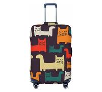 NBSKSDLK Travel Luggage Cover Cat illustration Suitcase Protector Anti-Scratch Washable Baggage Covers Elastic Suitcase Cover Tsa Approved Baggage Protector Fit 18-32 Inch Luggage, Black, L