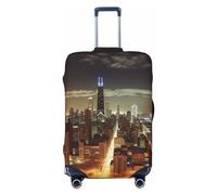 NBSKSDLK Travel Luggage Cover Chicago City Suitcase Protector Anti-Scratch Washable Baggage Covers Elastic Suitcase Cover Tsa Approved Baggage Protector Fit 18-32 Inch Luggage, Black, L
