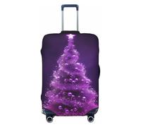 NBSKSDLK Travel Luggage Cover Christmas Purple Tree Suitcase Protector Anti-Scratch Washable Baggage Covers Elastic Suitcase Cover Tsa Approved Baggage Protector Fit 18-32 Inch Luggage, Black, M