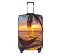 NBSKSDLK Travel Luggage Cover Coconut Beach Sunset Hammock Suitcase Protector Anti-Scratch Washable Baggage Covers Elastic Suitcase Cover Tsa Approved Baggage Protector Fit 18-32 Inch Luggage, Black
