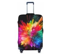 NBSKSDLK Travel Luggage Cover color explosion Suitcase Protector Anti-Scratch Washable Baggage Covers Elastic Suitcase Cover Tsa Approved Baggage Protector Fit 18-32 Inch Luggage, Black, S