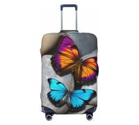 NBSKSDLK Travel Luggage Cover Colorful Butterfly Stone Suitcase Protector Anti-Scratch Washable Baggage Covers Elastic Suitcase Cover Tsa Approved Baggage Protector Fit 18-32 Inch Luggage, Black, XL