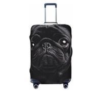 NBSKSDLK Travel Luggage Cover Cute Black Pug Dog Suitcase Protector Anti-Scratch Washable Baggage Covers Elastic Suitcase Cover Tsa Approved Baggage Protector Fit 18-32 Inch Luggage, Black, S