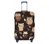 NBSKSDLK Travel Luggage Cover Cute Brown Cartoon Owls Suitcase Protector Anti-Scratch Washable Baggage Covers Elastic Suitcase Cover Tsa Approved Baggage Protector Fit 18-32 Inch Luggage, Black, XL