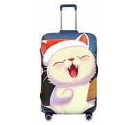 NBSKSDLK Travel Luggage Cover Cute Cat Sing Christmas Carols Suitcase Protector Anti-Scratch Washable Baggage Covers Elastic Suitcase Cover Tsa Approved Baggage Protector Fit 18-32 Inch Luggage, Black