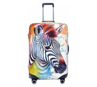 NBSKSDLK Travel Luggage Cover Cute Colorful Zebra Suitcase Protector Anti-Scratch Washable Baggage Covers Elastic Suitcase Cover Tsa Approved Baggage Protector Fit 18-32 Inch Luggage, Black, S