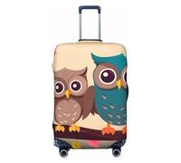NBSKSDLK Travel Luggage Cover Cute Owls Suitcase Protector Anti-Scratch Washable Baggage Covers Elastic Suitcase Cover Tsa Approved Baggage Protector Fit 18-32 Inch Luggage, Black, L