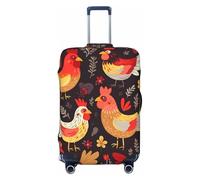 NBSKSDLK Travel Luggage Cover Cute Rooster Chickens Suitcase Protector Anti-Scratch Washable Baggage Covers Elastic Suitcase Cover Tsa Approved Baggage Protector Fit 18-32 Inch Luggage, Black, M