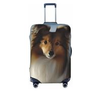 NBSKSDLK Travel Luggage Cover cute shetland dog Suitcase Protector Anti-Scratch Washable Baggage Covers Elastic Suitcase Cover Tsa Approved Baggage Protector Fit 18-32 Inch Luggage, Black, S