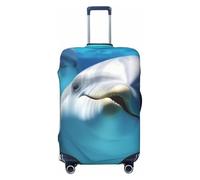 NBSKSDLK Travel Luggage Cover Dolphin with a Smile Suitcase Protector Anti-Scratch Washable Baggage Covers Elastic Suitcase Cover Tsa Approved Baggage Protector Fit 18-32 Inch Luggage, Black, L