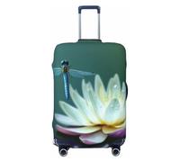 NBSKSDLK Travel Luggage Cover Dragonfly with Water Lily Suitcase Protector Anti-Scratch Washable Baggage Covers Elastic Suitcase Cover Tsa Approved Baggage Protector Fit 18-32 Inch Luggage, Black, XL