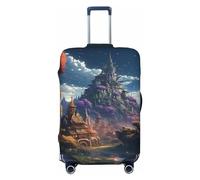NBSKSDLK Travel Luggage Cover Fantasy Town Suitcase Protector Anti-Scratch Washable Baggage Covers Elastic Suitcase Cover Tsa Approved Baggage Protector Fit 18-32 Inch Luggage, Black, L