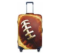 NBSKSDLK Travel Luggage Cover Flaming American Football Suitcase Protector Anti-Scratch Washable Baggage Covers Elastic Suitcase Cover Tsa Approved Baggage Protector Fit 18-32 Inch Luggage, Black, XL