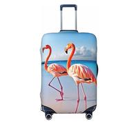 NBSKSDLK Travel Luggage Cover Flamingo on Beach Suitcase Protector Anti-Scratch Washable Baggage Covers Elastic Suitcase Cover Tsa Approved Baggage Protector Fit 18-32 Inch Luggage, Black, S